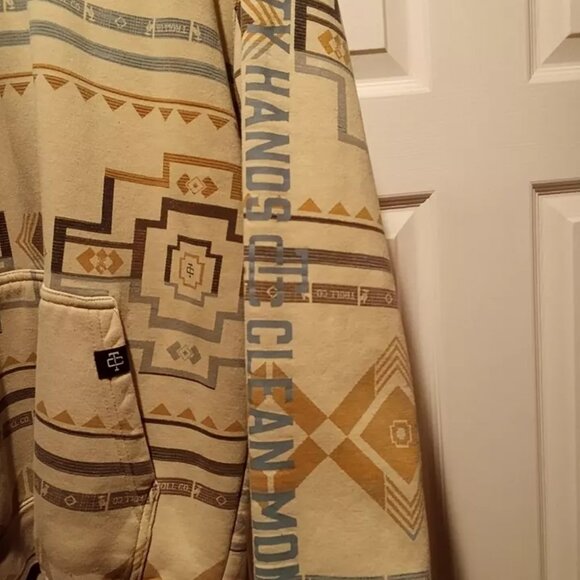 Troll Co Clothing HTF Men's Medium Tan Southwestern Aztec Hoodie Sweater - Picture 3 of 4